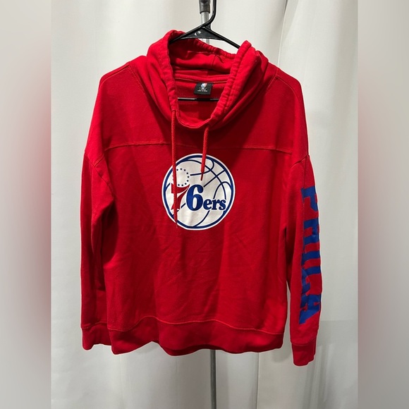 NBA Philadelphia 76ers Red Cowl/Funnel Neck Pullover sz Large - Picture 1 of 9
